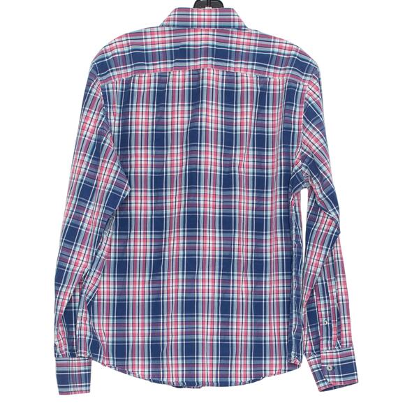 Untuckit Mens Shirt Torrey Ridge Preppy Hipster Button Up Plaid Blue Pink Medium - Picture 2 of 7